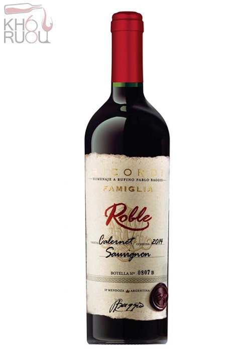 Rượu Vang Argentina Ricordi Famiglia Roble 