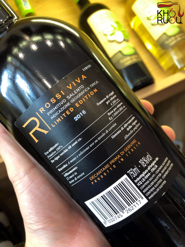 Rượu Vang Ý đỏ ROSSI VIVA 18 độ chính hãng