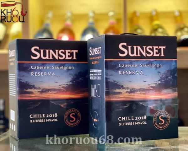 Rượu Vang Bịch 3 lít Sun Set Reserva 14% vol