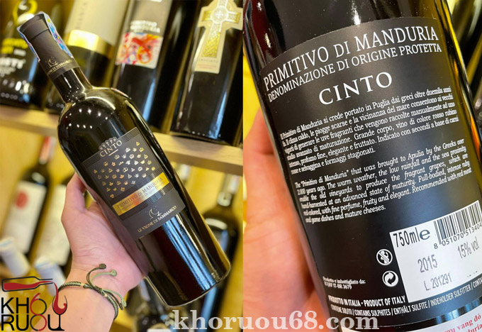 Rượu Vang Ý đỏ Cinto Primitivo Di Manduria chính hãng