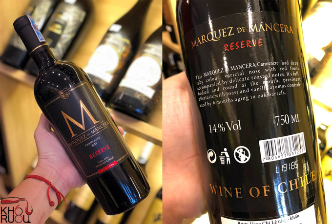 Rượu Vang Chile Marquez De Mancera Reserve nhập khẩu