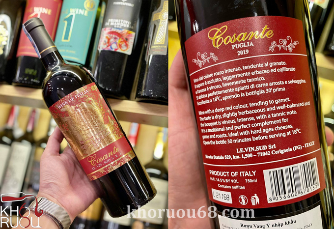 Rượu Vang Đỏ Ý Cosante Puglia chính hãng