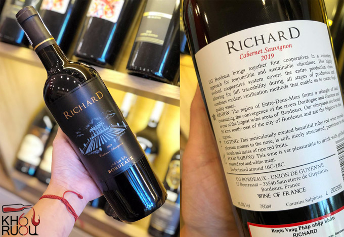 Rượu Vang Pháp Richard UG Bordeaux cao cấp 