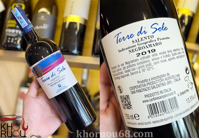 Rượu vang ý đỏ Terre di Sole Rosso nhập khẩu