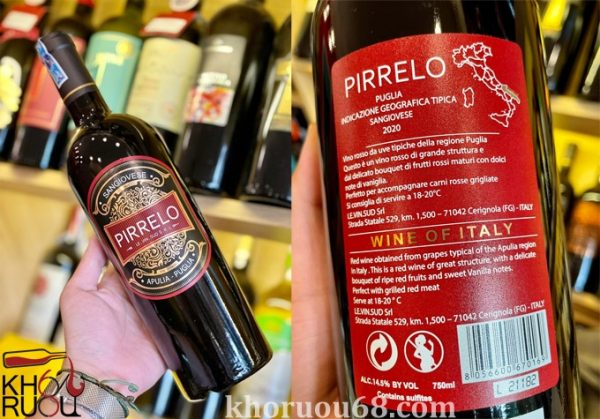 Rượu Vang Ý Pirrelo Puglia