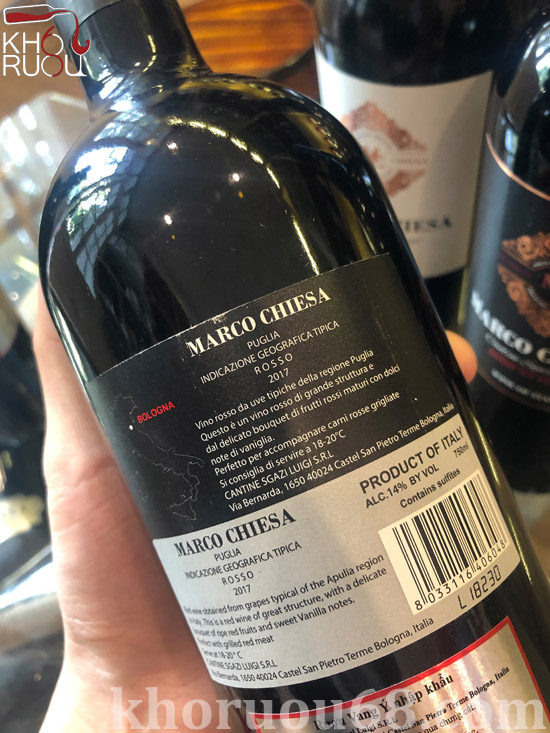 Rượu Vang Ý đỏ Marco Chiesa nhập khẩu
