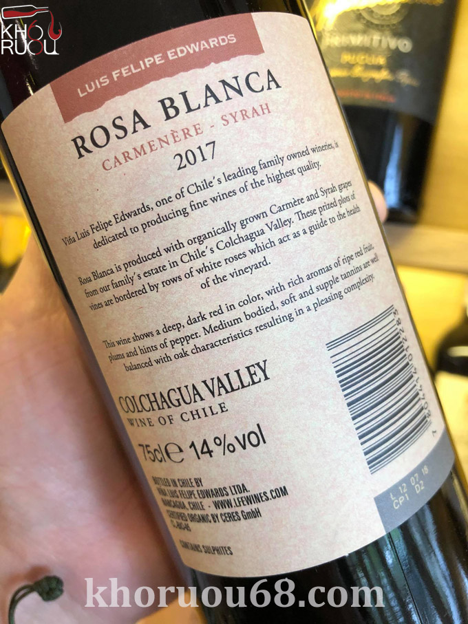 Rượu vang Chile Luis Felipe Rosa Blanca Organic