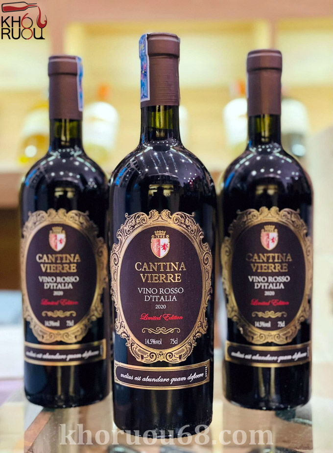 Rượu Vang ý đỏ Cantina Vierre Vino Rosso D’italia 14,5% chính hãng