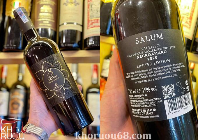 Rượu Vang Ý đỏ Salum Negroamaro 15 Độ nhập khẩu