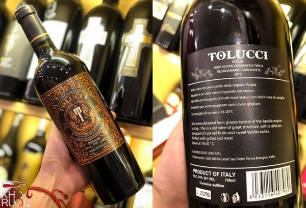 Rượu vang Ý Tolucci 14 ngon giá rẻ vùng puglia