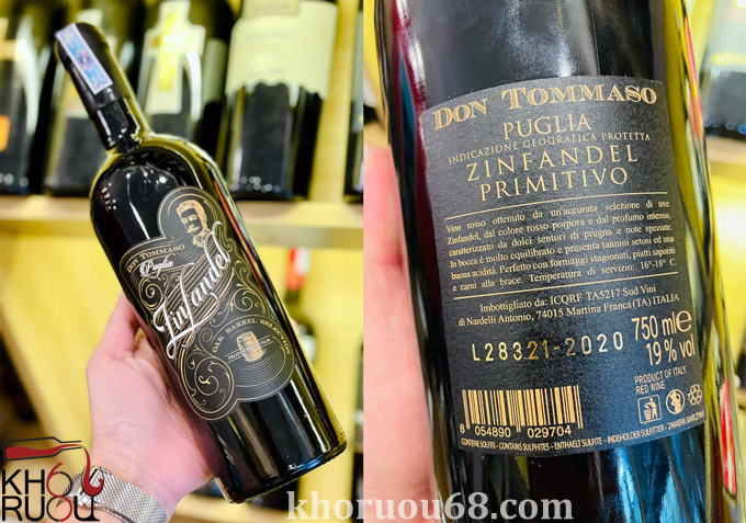 Rượu vang Ý đỏ 19 Độ Zinfandel Don Tommaso chính hãng