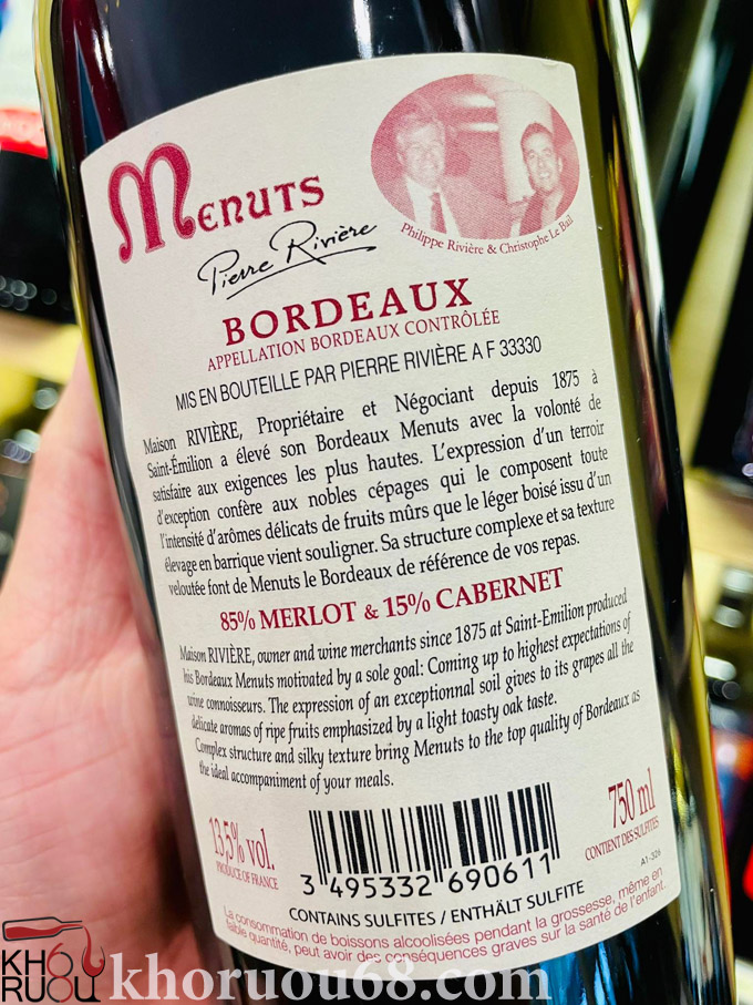 Rượu Vang Menuts Bordeaux