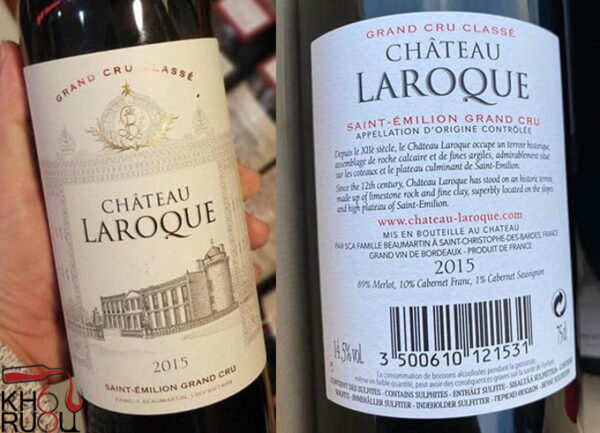 Rượu vang Pháp Chateau Laroque 2015 Gran Cru Classe